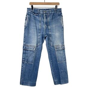 1980s Vintage Rigoletto Cargo Jeans Womens 30 High Rise Straight Utility Ankle